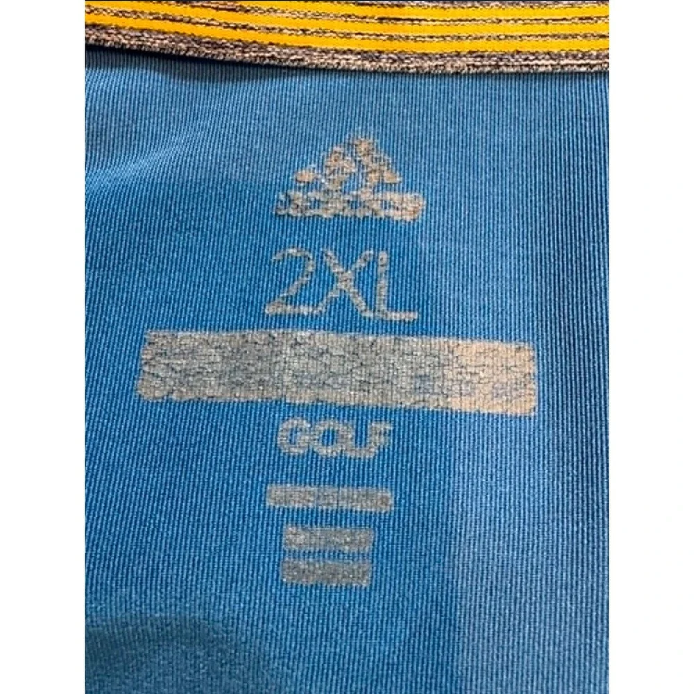 Adidas Golf Polo Shirt Mens 2XL Blue Striped Climalite Performance Stretch